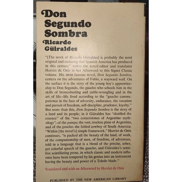Don Segundo Sombra Mass Market Paperbound Ricardo Güiraldes 1966 - Picture 2 of 5